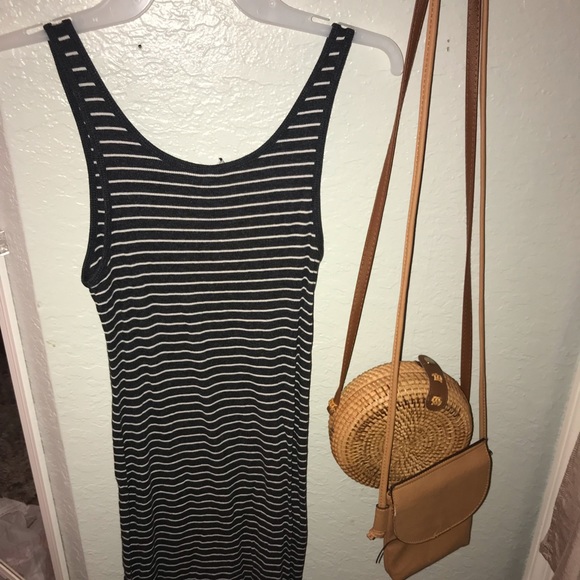 Stripped Midi Dress with Detail